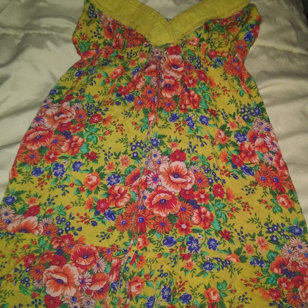Yellow and Flower Print slip or nighty
